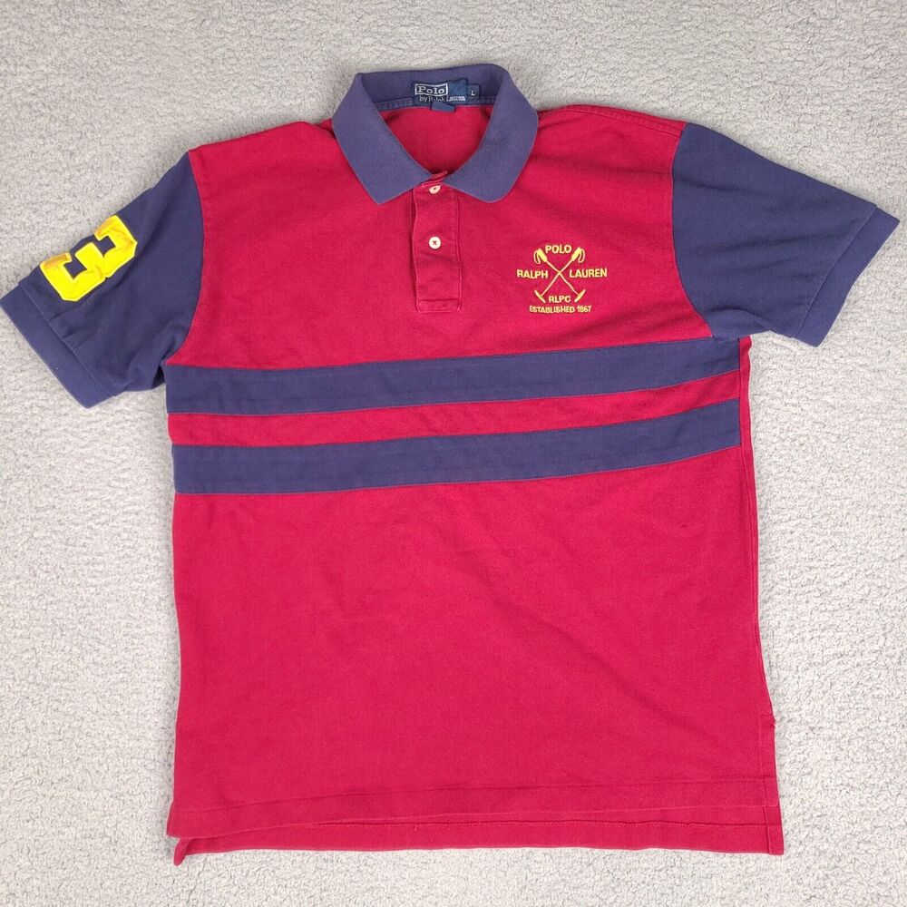 Polo Ralph Lauren Polo Shirt Mens Large Red Short Sleeve Big #3 Logo RLPC